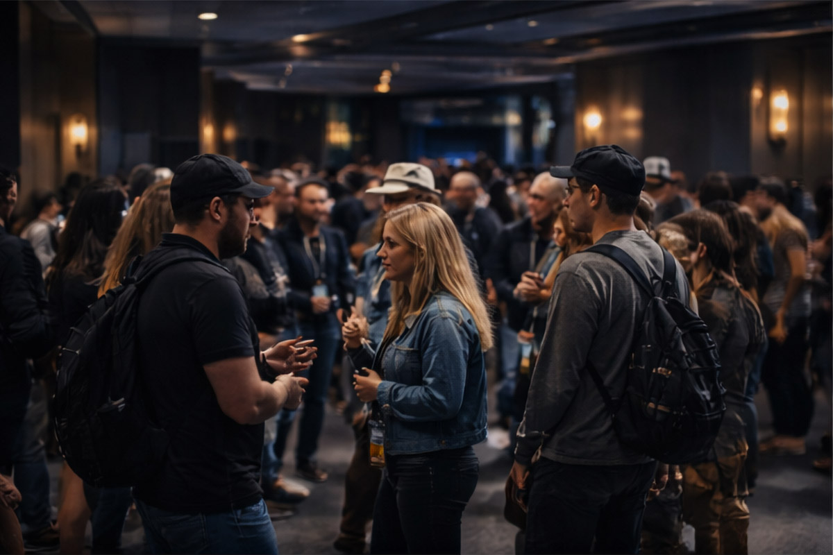 Music conference hallway crowd